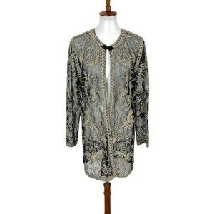 Sophie Chang Sheer Cardigan Large Embroidered Lace Boho Festival